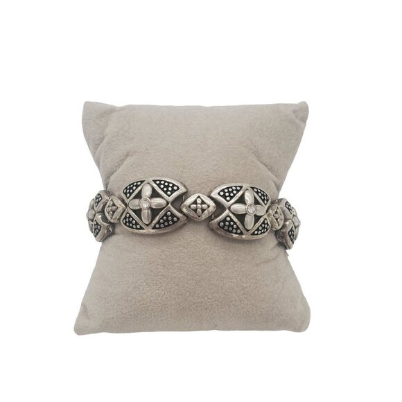 Brighton Jewelry - BRIGHTON Silver Bracelet with Black Enamel and Crystals